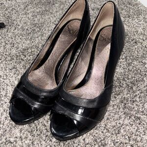 Sofft Black Accent Peep-Toe Heels